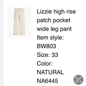 J. Crew Lizzie Pant in Natural Size 33